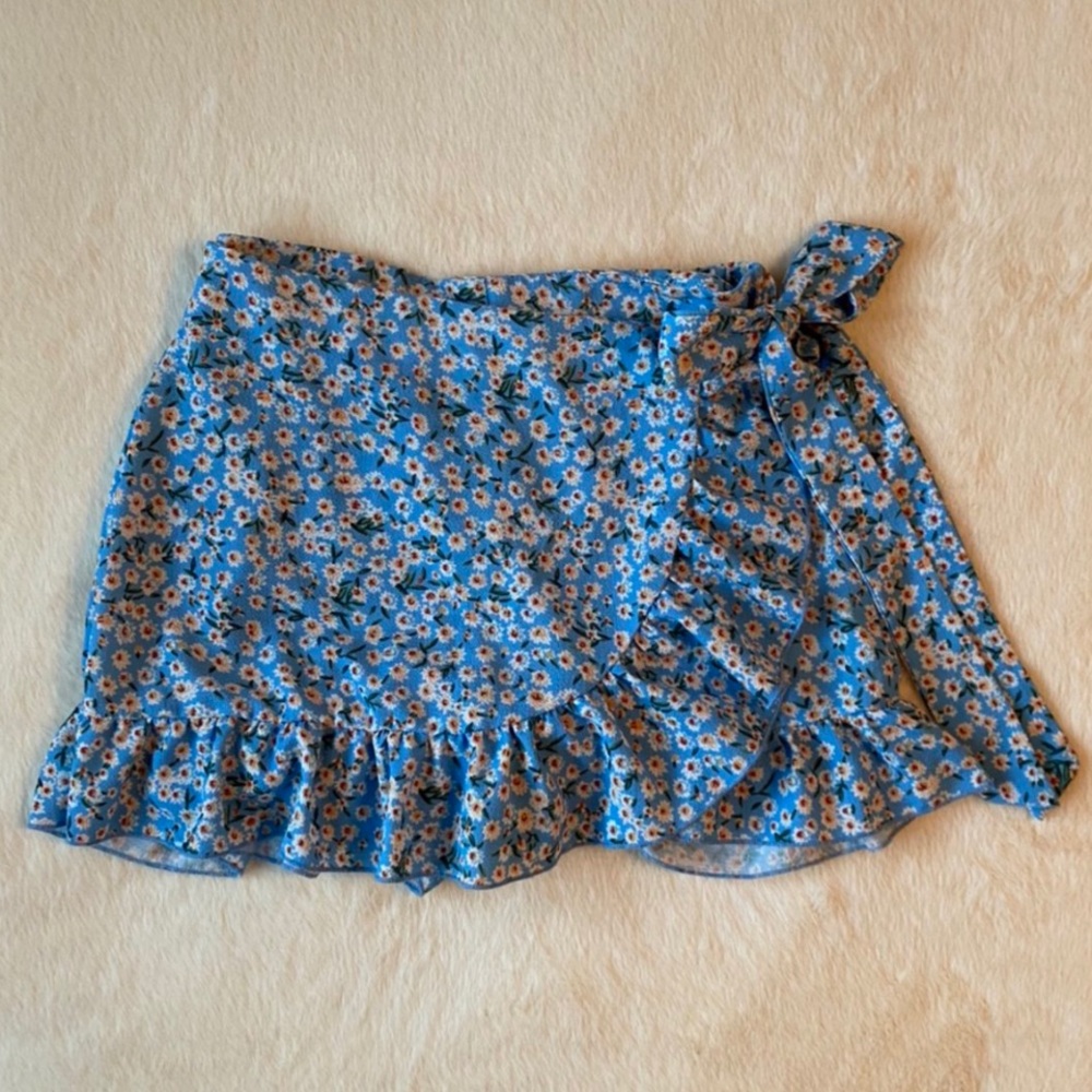 Blue floral Shein skirt.
